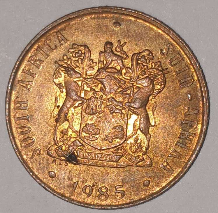 1985 - 2 CENT COIN (TWO CENT COIN) - RSA - BRONZE - KM#83 - BILINGUAL LEGEND - WILDEBEEST